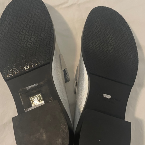 Stuart Weitzman Metallic Silver Loafers NWOT - Picture 5 of 12
